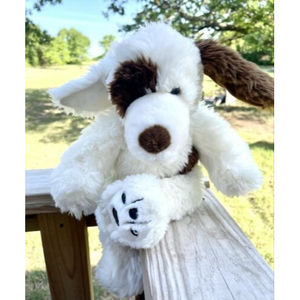 Build a Bear BAB Retired White Brown Spotted Dog Fluffy Poseable Ears Plush